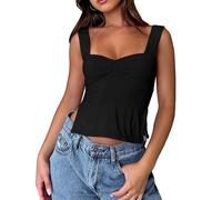 BKEPDY Canotta Donna Halter Senza Maniche Tops Sexy Tank Top Morbido Estate Traspirante Canottiera Donna con Scollo Quadrato e Taglio Basso (Nero XL)