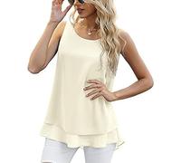 BKEPDY Canotta Estiva da Donna Camicette in Chiffon Estiva Casual Canottiera Girocollo T-Shirt Senza Maniche Camicetta Tinta Unita Maglietta Camicia Tank Top Shirt
