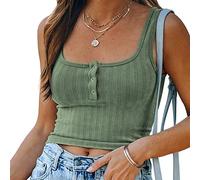 BKEPDY Canotte Donna Estive Tank Top Canotta Costine Bottoni Maglietta Senza Maniche Cotone Crop Top Abbigliamento Estivo Casual T Shirt Elegante Canottiera Aderente