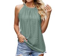BKEPDY Canotte Donna Estive Tank Top Halter Neck Canotta Traforata Elegante Maglietta Cotone Tshirt Senza Maniche Abbigliamento Estivo Camicia Casual Magliette Traspirante
