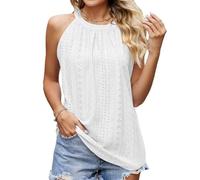 BKEPDY Canotte Donna Estive Tank Top Halter Neck Canotta Traforata Elegante Maglietta Cotone Tshirt Senza Maniche Abbigliamento Estivo Camicia Casual Magliette Traspirante