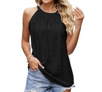BKEPDY Canotte Donna Estive Tank Top Halter Neck Canotta Traforata Elegante Maglietta Cotone Tshirt Senza Maniche Abbigliamento Estivo Camicia Casual Magliette Traspirante