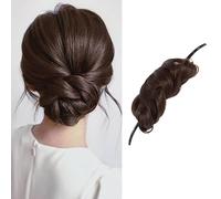 BKEPDY Chignon Facile Accessorio Capelli Finti Chignon Finto per Extension Coda Capelli Acconciatura Updo Bun Maker Ciambella per Donne Ragazze Acconciature Eleganti Raccolti (Nero brunastro)