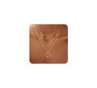 BKEPDY Collana A Più Strati da Donna Tre Strati con Cerchio intrecciato personalizzate Fetta di Gioieili Moda Collana Boho Regalo di Compleanno per Fidanzata Madre（Oro）