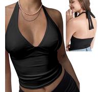 BKEPDY Donna Canotta Scollo a V Top Senza Maniche Casuale Slim Fit Tank Top Morbido Sexy Traspirante Camicetta T-Shirt Estate Party Club Canotte Camicia Cocktail Vest