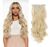 BKEPDY Extension Capelli a Clip Sintetiche Posticci Lunga Ondulati Ricci e Voluminosi Invisibile Naturali Extension Clip Posticci Capelli per Donna 50 cm (16H613)