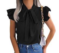 BKEPDY Magliette Donna Manica Corta Blusa Donna Estive Casual Elegante T-Shirt a Tinta Unita di Media Lunghezza Camicia Top Comfort (Nero L)