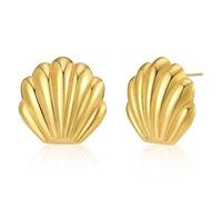 BKEPDY Orecchini Donna Argento 925 Placcati Oro a Forma di Conchiglia Eleganti Accessori per Occasioni Speciali e Uso Quotidiano