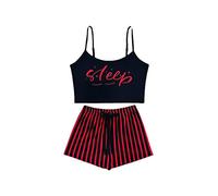 BKEPDY Pigiama Completo Donna Corto Estivo Set Canotta e Pantaloncini a Righe Sleepwear Nightwear Due Pezzi Top e Shorts Pigiama Estivo Traspirante Abbigliamento da Notte