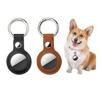 BKEPDY Portachiavi Pelle PU Cover Custodia Protettiva Compatibile con il Tracker Anti Graffio Antiurto Aderente Protezione Accessori per Collari di Animali Domestici Zaini e Borse (Nero + Marrone)