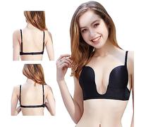 BKEPDY Reggiseni Donna Senza Cuciture Reggiseno Senza Ferretto Imbottito a Forma di U Profondo Microfibra Minimizer Comodo Invisibile Supporto Quotidiano