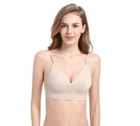 BKEPDY Reggiseno Donna Invisibile Reggiseni a Schiena Bassa con Schiena Scoperta e Ferretto Invisibile Reggiseni Convertibili con Taglio Basso per Le Donne (Beige L (36/80ABC))