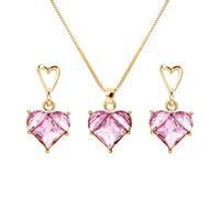 BKEPDY Set Gioielli Cuore Cristallo Collana Orecchini Donna Elegante Parure Bijoux Matrimonio Cerimonia