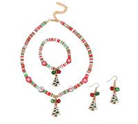 BKEPDY Set Gioielli Natalizi per Donna Collana Bracciale e Orecchini con Babbo Natale Accessori Festivi Eleganti Ideale per Feste e Celebrazioni