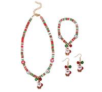 BKEPDY Set Gioielli Natalizi per Donna Collana Bracciale e Orecchini con Babbo Natale Accessori Festivi Eleganti Ideale per Feste e Celebrazioni