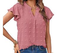 BKEPDY T Shirt Donna Camicia Elegante Maglietta Maniche Corte Scollo a V Texture 3D Blusa Leggera Estiva Top Casual Abbigliamento Primavera Estate Maglia Traspirante Tshirt Sportiva