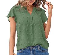 BKEPDY T Shirt Donna Camicia Elegante Maglietta Maniche Corte Scollo a V Texture 3D Blusa Leggera Estiva Top Casual Abbigliamento Primavera Estate Maglia Traspirante Tshirt Sportiva