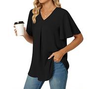 BKEPDY T Shirt Donna Maglietta Maniche Corte Camicia Elegante Scollo a V Blusa Casual Top Estivo Maglia Sportiva Abbigliamento Primavera