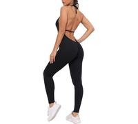 BKEPDY Tuta Donna Intera Sexy Body Jumpsuit con Scollo a V Lunga Schiena Scoperta Playsuit Sportiva Tinta Unita Bodysuit