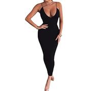 BKEPDY Vestito Donna Spaghetti Abito Aderente Elegante da Cerimonia Vestiti Estivi Tubino Asimmetrico Abiti Lunghi Scollo a V Vestito da Sera per Cocktail Party