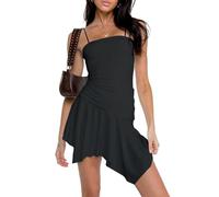 BKEPDY Vestito Donna Spaghetti Strap Asimmetrico Abito da Cerimonia Elegante Vestiti Estivi Corto Abiti Donna Eleganti Mini Dress Cocktail Party Sera