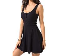 BKEPDY Vestito Donna Vestiti Senza Maniche Abiti Scollo Rotondo Abito Linea ad A Elegante Miniabito Midi Corto Canotta per Festa Il Tempo Libero