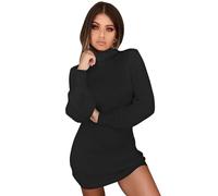BKEPDY Vestito Invernale Elegante Donna - Abito Sexy Collo Alto, Maniche Lunghe, Tubino in Maglia, Lana (XL)