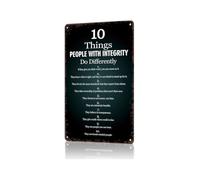 BKGWCSOR 10 Things With Integrity Metal Sign Vintage Funny Aluminum Decor For Home Kitchen Office Workspace Ethical Leadership Wall-Art Gift 8 X 12 inch