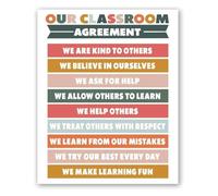BKGWCSOR Back to School Metal Tin Sign Rules Agreement Decor 12x8 Inch | for elementary middle high school door or bulletin board