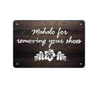BKGWCSOR Beach House Rules Sign Mahalo Remove Shoes Hawaiian Metal Tin Plaque Rustic Wall Decor for Porch Entryway Tropical 8 X 12 in