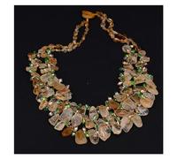 BKGWCSOR Collana a 3 fili con topazio giallo naturale citrino grezzo, collana di fatta a mano for le donne