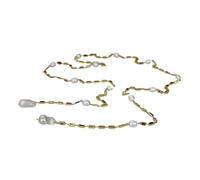 BKGWCSOR Collana lunga a catena in placcato color oro con perle Keshi bianche coltivate naturali, rettangolari di colore misto con zirconi cubici