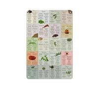 BKGWCSOR Common Herbs And Spices Reference Chart Metal Sign Retro Tin Wall-Art Kitchen Decor For Home Coffee Bar Area 8 X 12 inch