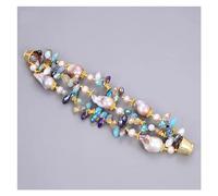 BKGWCSOR Gioielli Bracciale in multicolore da donna con perle barocche Keshi viola da 8 "a 3 fili