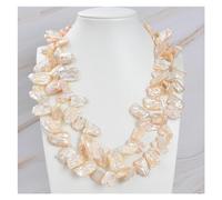 BKGWCSOR Gioielli Collana di perle Biwa Keshi rosa da 19" a 2 fili da 18 mm, carina for le donne