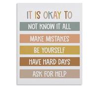 BKGWCSOR Growth Mindset Sign It Is Okay to Learn Metal Tin Plaque Educational Wall-Art for Middle School Classroom Decor 8 X 12 in