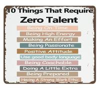 BKGWCSOR Office Humor Metal Tin Sign 10 Things That Require Zero Talent Vintage Poster Wall-Art for Workplace Home Office Gift for Colleague Manager 8 X 12 inch