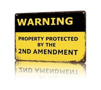 BKGWCSOR Retro Property Protected By The 2nd Amendment Tin Sign Second Amendment Novelty Wall Decor For Home Office Den 8 X 12 inch