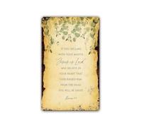 BKGWCSOR Rustic Metal Sign Jesus Is Lord Romans 10 9 Scripture Wall-Art Quote Poster Decor Vintage Tin Sign Confess With Your Mouth Home 8 X 12 inch