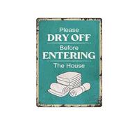 BKGWCSOR Vintage Pool Rules Metal Sign Featuring a Dry Off Before Entering Message Rustic Tin Wall-Art for Backyard Home Deck Fence 8 X 12 inch