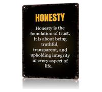 BKGWCSOR Wise Honesty Definition Integrity Matters Classic Metal Sign Wall Decor for Entryway Hallway Mudroom Foyer 8 X 12 inch