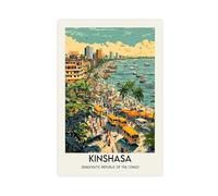 BKHJSASU Kinshasa - Poster su tela, stile retrò, decorazione artistica da parete per soggiorno, camera da letto, 50 x 75 cm