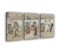 BKHJSASU Poster in stile retrò con immagine di un gatto che canta, su tela, decorazione per camera da letto, ufficio, camera da letto, regalo, 30 x 45 cm