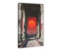 BKHJSASU Poster su tela, motivo: Pipeline Beneath The Red Sun (3), decorazione per camera da letto, ufficio, camera da letto, regalo, 50 x 75 cm