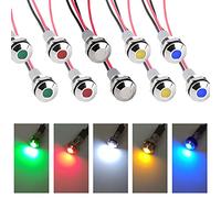 Bkinsety 10Pcs Luci di Segnalazione 12V 6MM LED Spia Sul Cruscotto per Auto Barca Camion Furgone (10Pack)