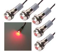 Bkinsety 5Pcs Luci di Segnalazione 12V 6MM LED Spia Sul Cruscotto per Auto Barca Camion Furgone (5pack red)