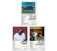 Bkioqoh Set di 3 poster Lamar - Good Kid Maad City, Damn, 20,3 x 30,5 cm, stampe su tela senza cornice