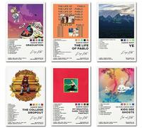 Bkioqoh Set di 6 Poster su Tela - Kanye West Graduazione, Ye, The Life Of Pablo, The College Dropout, My Beautiful Twisted Fantasy, Kids See Ghosts