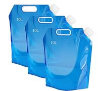 BKJJ Tanica Acqua Pieghevole Contenitore, 3 Pezzi 10L Acqua Potabile Pieghevole Portatile, Contenitore per Acqua Pieghevole, per Campeggio, Viaggi, Escursioni, Pesca, Blu