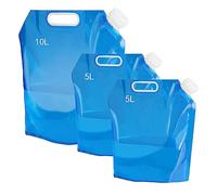 BKJJ Tanica Acqua Pieghevole Contenitore, 3 Pezzi Acqua Potabile Pieghevole Portatile, Contenitore per Acqua Pieghevole, per Campeggio, Viaggi, Escursioni, Pesca, 10L+5L, Blu